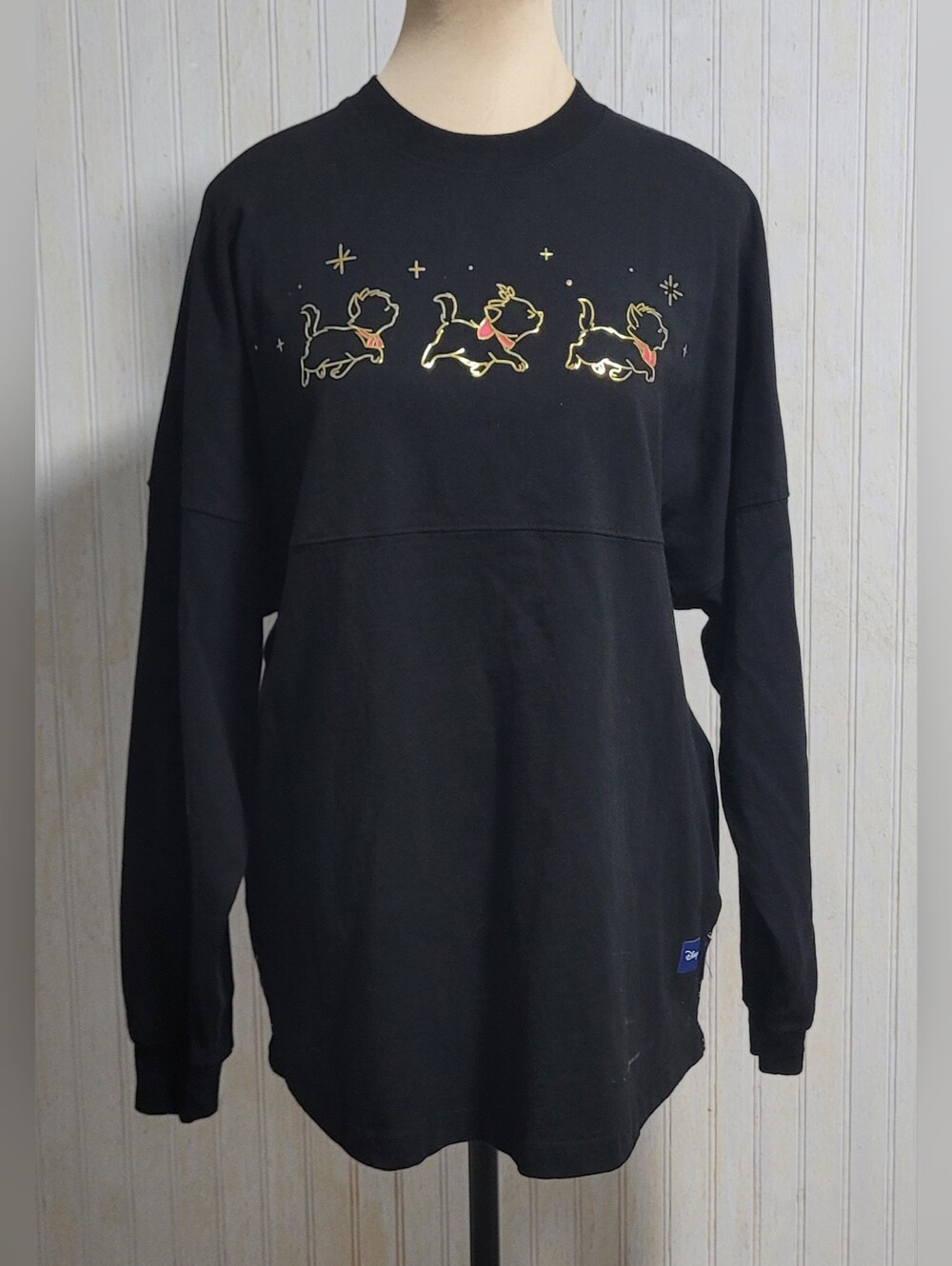 Disneyland Paris Aristocats Spirit Jersey Shirt Black Gold Size Small EUC